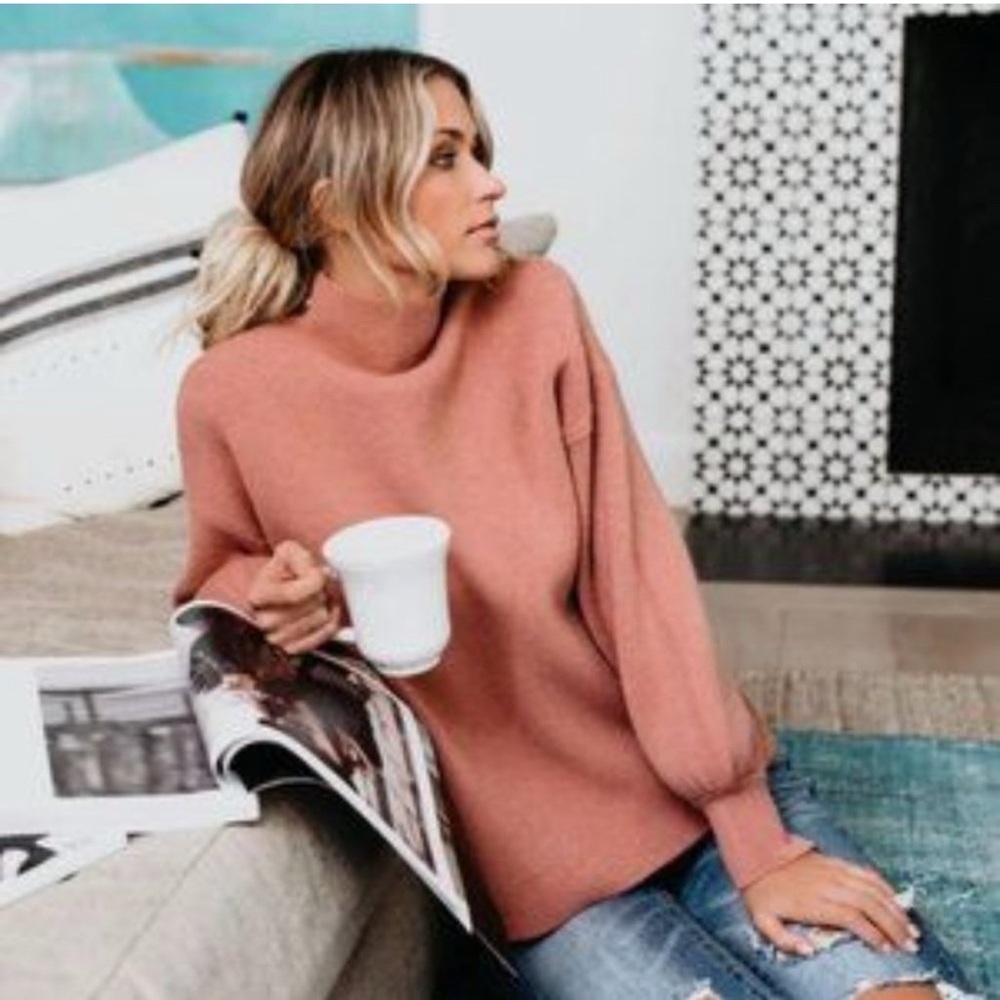 VICI Amsterdam Mock Neck Sweater mauve pink size S